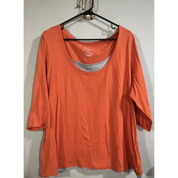 Pima Womens Orange T Shirt 18/20 “ The Softest T Shirt” 3/4 Sleeve Super Soft - Picture 1 of 5